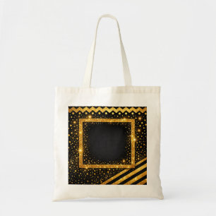 Bolso De Tela Oro Negro Lunares Rayas Brillo Destello Glam
