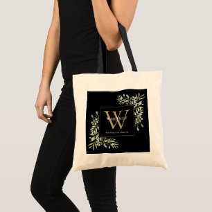 Bolso De Tela Oro Negro Monograma Elegante Modernidad Verde