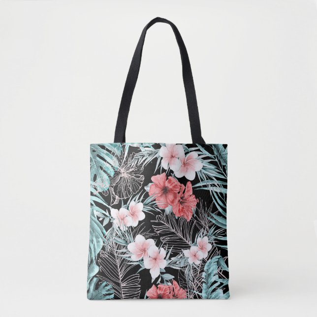 Bolso De Tela Oro Rosa Botánico Tropical Piña Chic Aloha (Anverso)