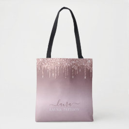 Bolso De Tela Oro rosa gotea con logo