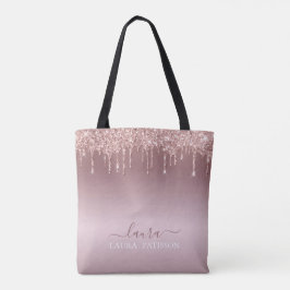 Bolso De Tela Oro rosa gotea con logo
