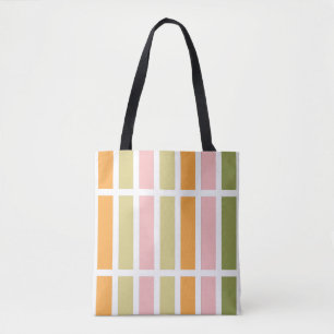 Bolso De Tela Oro rosa naranja y franjas verdes