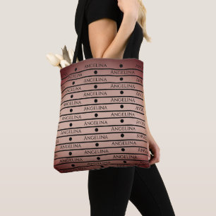 Bolso De Tela Oro Rosa   Rayas Personalizadas con Impresión en T