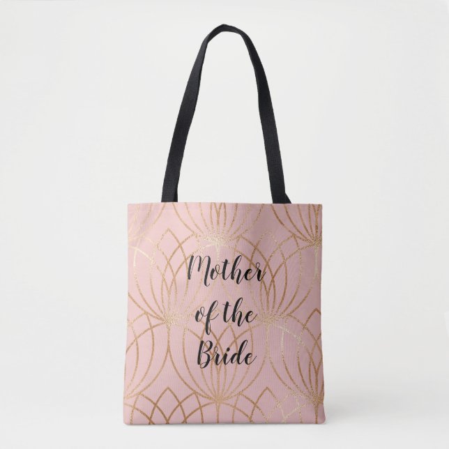 Bolso De Tela Oro Rosa y madre Rubor del Tote de novia (Anverso)