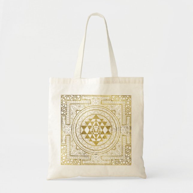 Bolso De Tela Oro Sri Yantra/Sri Chakra (Frente)