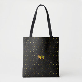 Bolso De Tela Oro Stars Black Sky Patrón estelar de moda