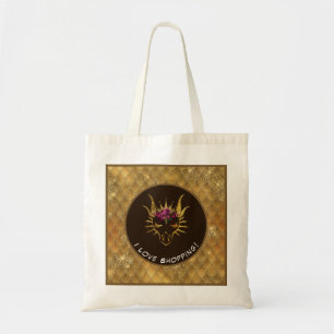 Bolso De Tela Oro y marrón me encanta la cabeza del dragón de co