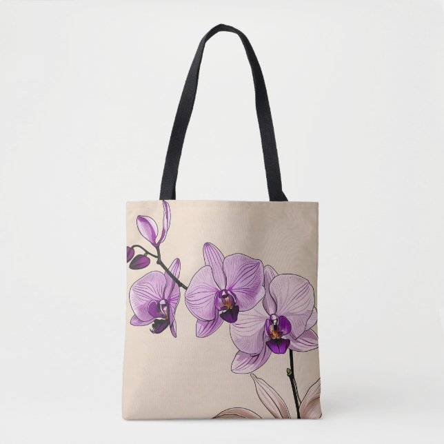 Bolso De Tela Orquídea Botánica Elegante (Anverso)