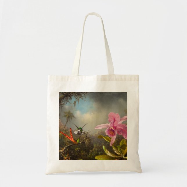 Bolso De Tela Orquídea con dos Hummingbirds Heade (Frente)