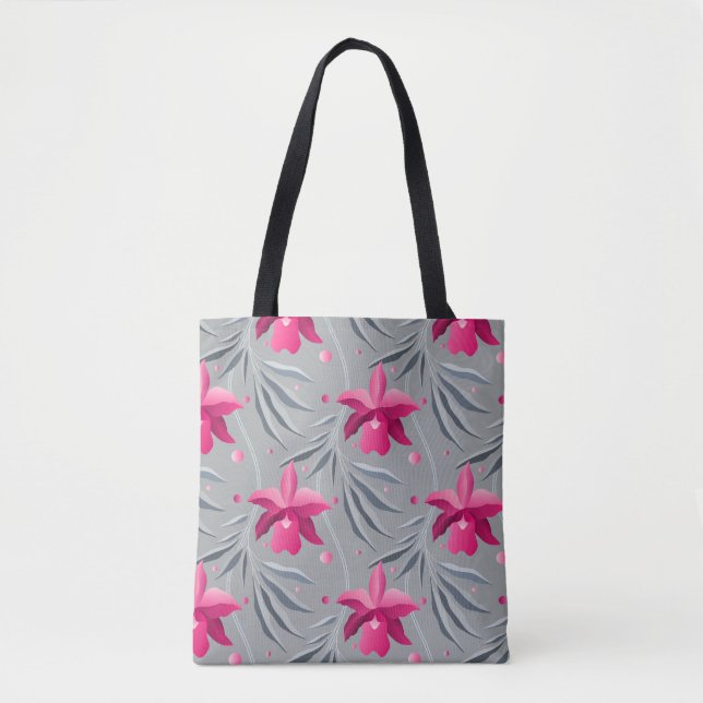 Bolso De Tela orquídea con hojas de baile (Anverso)