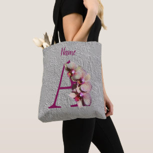Bolso De Tela Orquídea Elegante Monograma Inicial A Personalizad