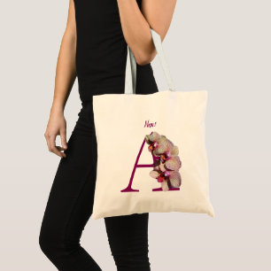 Bolso De Tela Orquídea Elegante Monograma Inicial A Personalizad