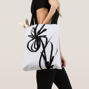 Bolso De Tela Orquídea en blanco y negro abstracto