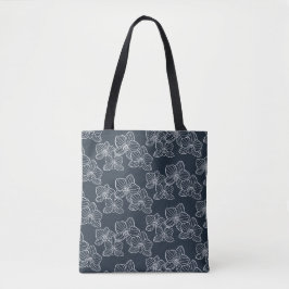Bolso De Tela Orquídea lineal | Azul marino botánico oscuro