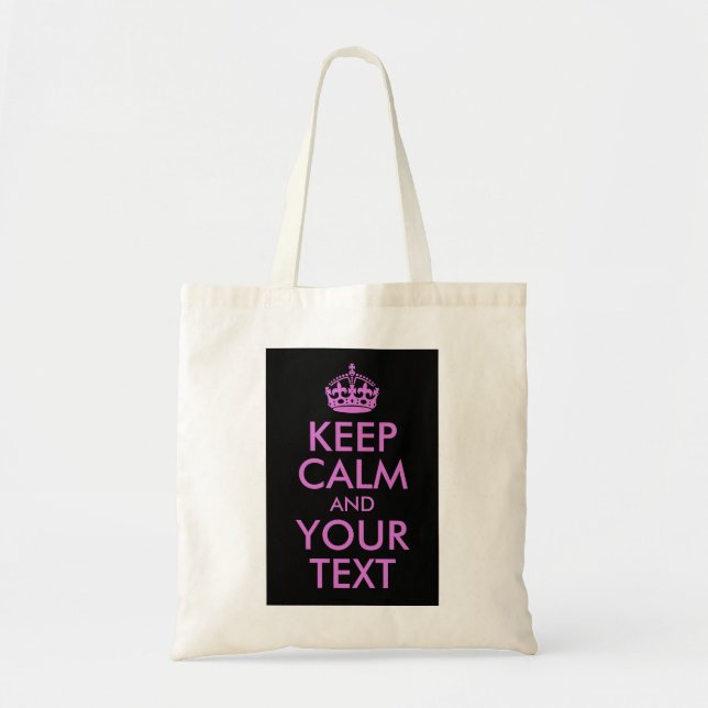 Bolso De Tela Orquídea negra mantiene la calma y tu texto (Frente)