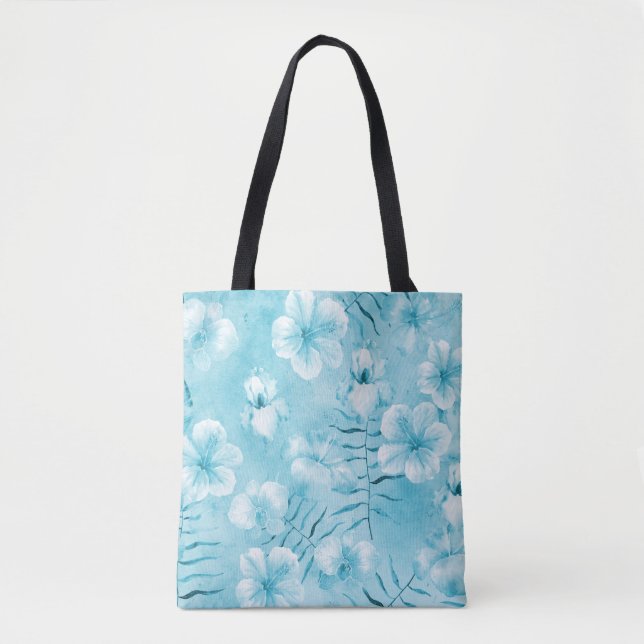Bolso De Tela Orquídeas blancas acuáticas tropicales Hibiscus Fl (Anverso)