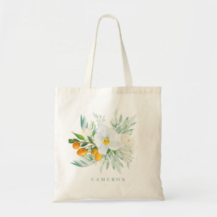 Bolso De Tela Orquídeas blancas de color agua y dama de honor de