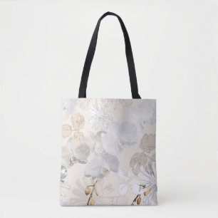 Bolso De Tela orquídeas blancas en una crema clara
