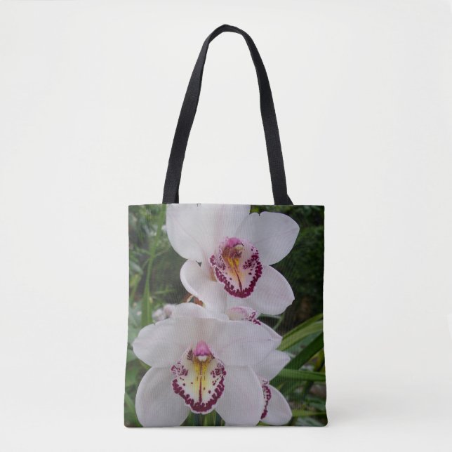 Bolso De Tela Orquídeas Blancas Hermosas Flores Tropicales (Anverso)