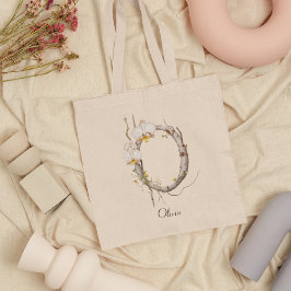 Bolso De Tela Orquídeas Elegantes Monograma Floral O Nombre Pers