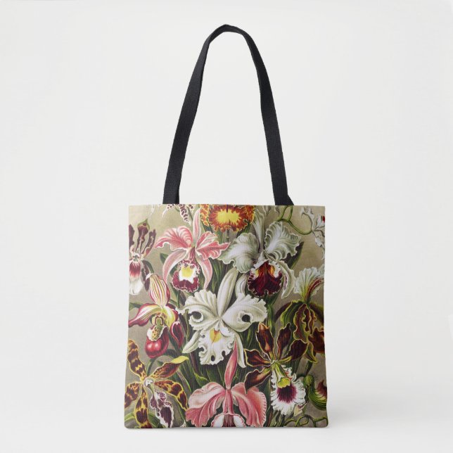 Bolso De Tela Orquídeas Orchideae Denusblumen Ernst Haeckel (Anverso)
