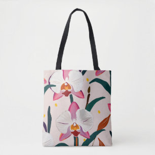 Bolso De Tela Orquídeas rosas