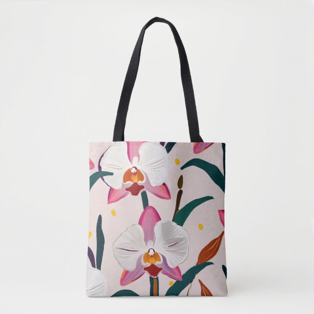 Bolso De Tela Orquídeas rosas (Anverso)