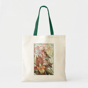 Bolso De Tela Orquídeas Tropicales Vintage, Flores y Colibríes