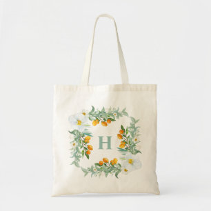 Bolso De Tela Orquídeas y Kumquats en Acuarela Monograma