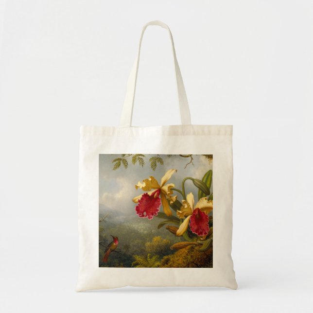 Bolso De Tela Orquids y Hummingbird Heade (Frente)