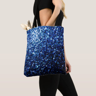 Bolso De Tela Oscuro Azul profundo brillante purpurina chispas
