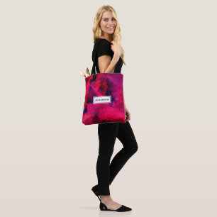 Bolso De Tela Oscuro rojo y morado negrita y resumen moderno