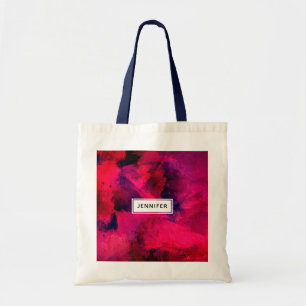 Bolso De Tela Oscuro rojo y morado negrita y resumen moderno