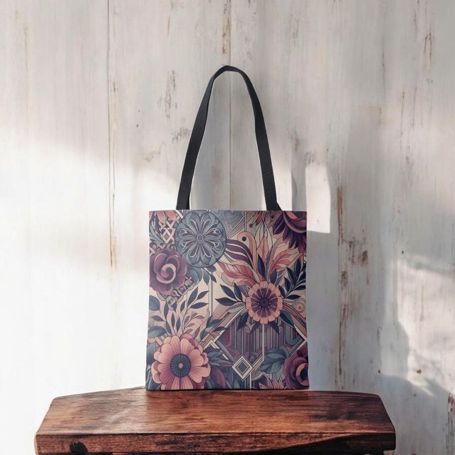 Bolso De Tela Oscuro Romance Borgoña Art Deco Verano Floral (Subido por el creador)