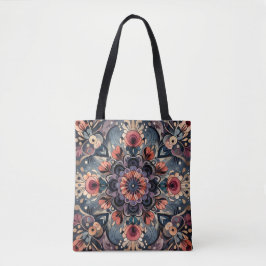 Bolso De Tela Oscuro Romance Borgoña Art Deco Verano Floral