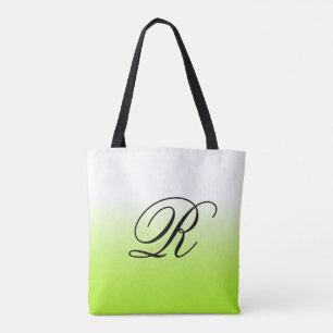 Bolso De Tela Oscuro verde limón sobre cualquier color con monog