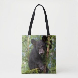 Bolso De Tela Osezno de oso negro jugando en árboles