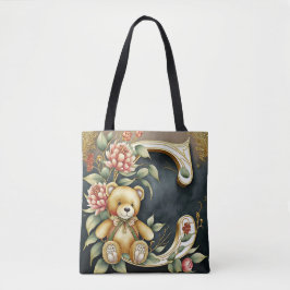 Bolso De Tela Osito de peluche floral letra C