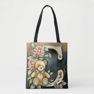 Bolso De Tela Osito de peluche floral letra C