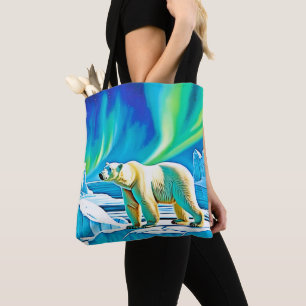 Bolso De Tela Oso Ártico Luces del Norte