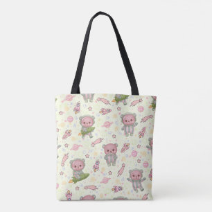 Bolso De Tela Oso Astronauta Espacial Adorable Patrón Perfecto