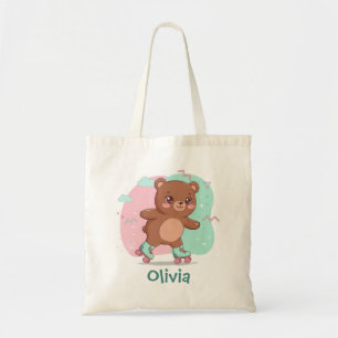 Bolso De Tela Oso Bebé de Patinaje Retro