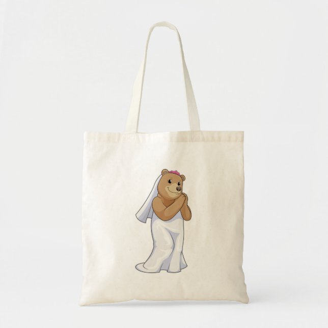 Bolso De Tela Oso como novia con velo (Frente)