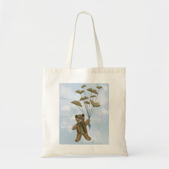 Bolso De Tela Oso con mariposas de libros 2 (Frente)