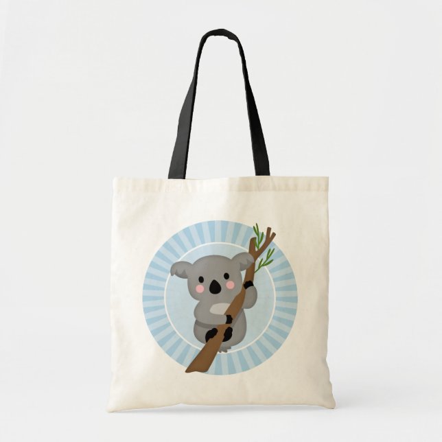 Bolso De Tela Oso Cuto de Koala - Gris Azul (Frente)