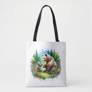 Bolso De Tela Oso de acuarela y cubo