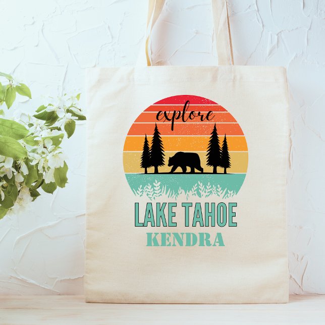Bolso De Tela Oso de California en el Lago Retro Personalizado (Subido por el creador)