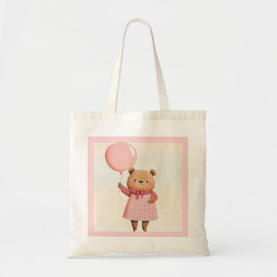 Bolso De Tela Oso de globo rosado con conjunto revestido