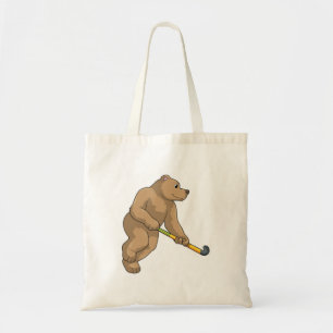 Bolso De Tela Oso de hockey con bate de hockey