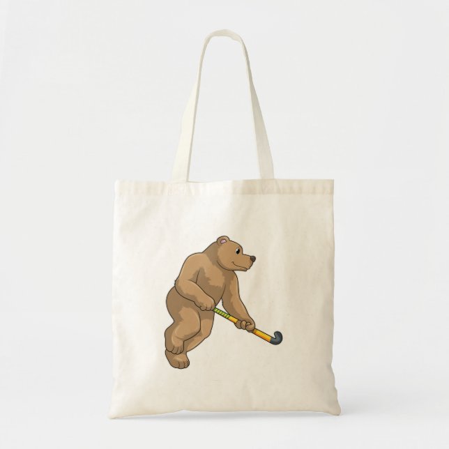 Bolso De Tela Oso de hockey con bate de hockey (Frente)